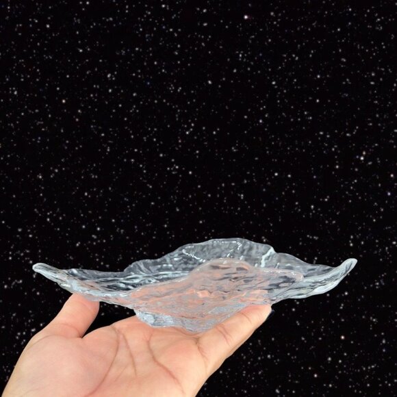 SHIRALEAH Beaux Arts Glass Clear Textured Bowl Dish Centerpiece W Sticker Turkey - Picture 5 of 14